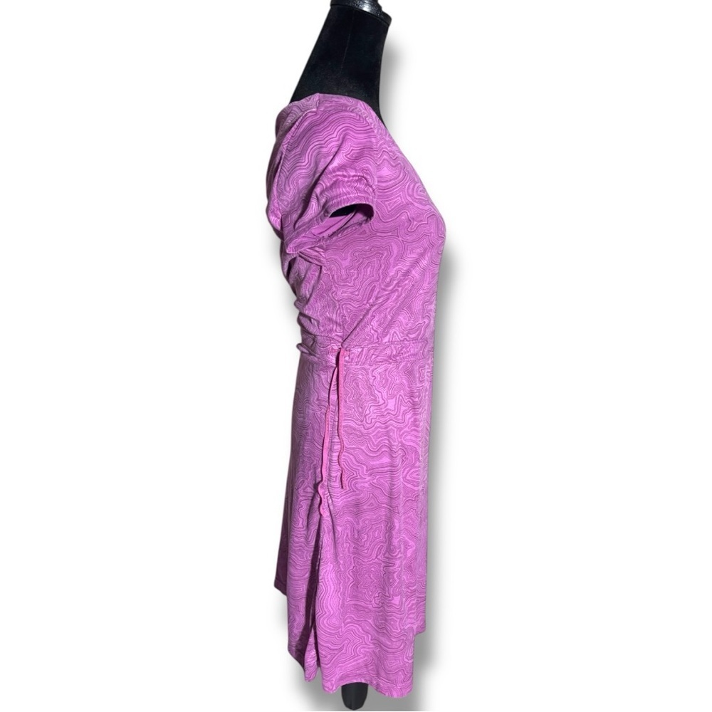 Merrell Light Purple Short Sleeve Waist Cinched Open Back Midi Dress - Picture 5 of 15